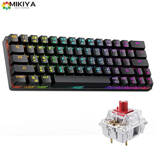 DIERYA DK63 60%キーボード 専用矢印キー 有線ワイヤレスキーボード RGB Bluetoothキーボード フルキープログラム可能 メカニカルゲーミングキーボード 60% 持ち運び簡単 (赤軸)