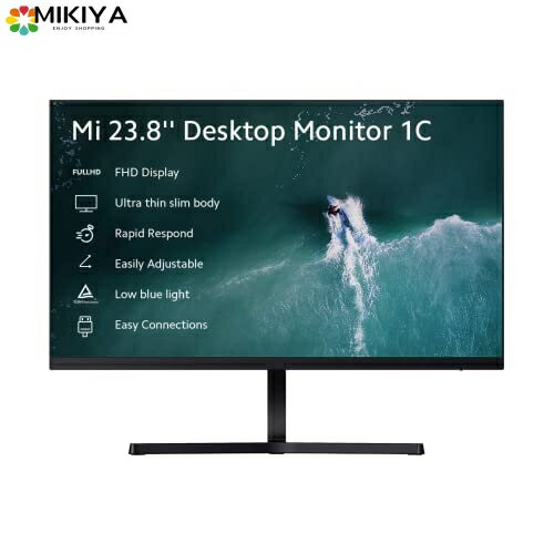 シャオミ Mi 23.8インチ Desktop Monitor 1C パソコン(PC)モニター 60Hz 1080解像度 IPS広角ディスプレ 178度の広い視野 7.3mmの薄さ 超薄型、傾き調整 ローブルーライトモード ブラック 電源入