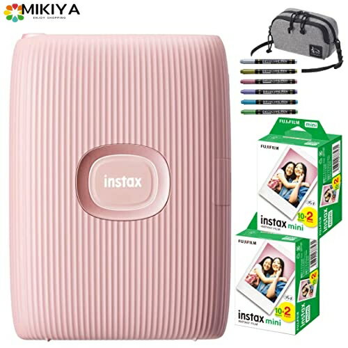 富士フイルム チェキ スマホプリンター フォトプリンター instax mini Link2 ソフトピンク ＆ JP2×2 ＆ デコルーレペン ＆ チュルル マルチポーチ