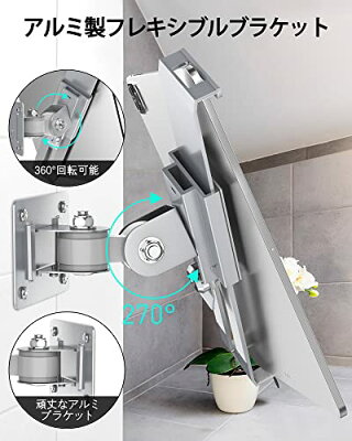 AboveTEK タブレットウォールマウント 7〜11インチのタブレットに対応 iPad、Galaxyタブ、スレート、火などに対応 盗難防止セキュリティロックとキー 関節式回転ホルダー 縦横両用、銀 - Image 3