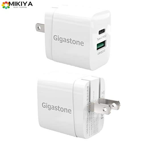 【急速 USB C 充電器】【PSE認証済】Gigastone 急速充電器 18W USB-A + USB-C PD 充電器 Type-C 折りたたみ式プラグ 最高水準の安全性 タイプC 充電器 [2個セット]