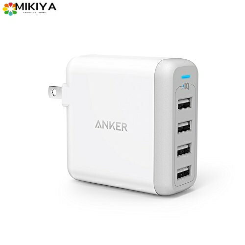 Anker 急速充電器 Anker PowerPort 4 (40W 4ポート USB急速充電器) 【急速充電 / iPhone&Android対応 / 折畳式プラグ搭載】(ホワイト)