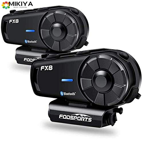 FODSPORTS バイク インカム FX8 インカム 8人同時通話 FMラジオ Hi-Fi音質 AUX機能付き バイクヘッドセット Bluetooth5.0 ユニバーサル接続 IPX6防水 連続通話20時間 インカムバイク用 音声コ…