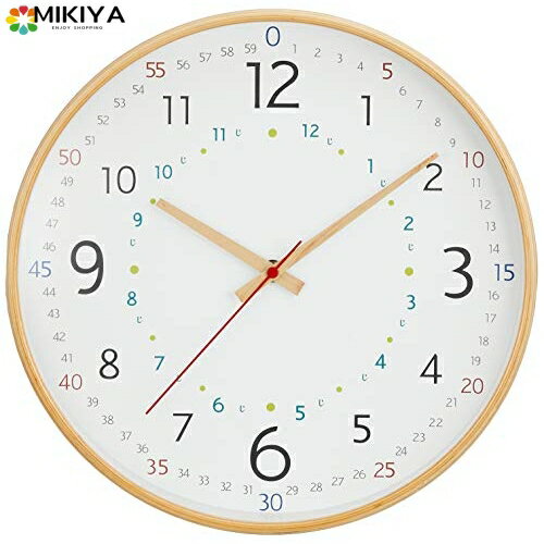 キシマ 掛け時計 知育時計 ナチュラル おしゃれ 北欧 天然木 スイープムーブメント パスレル 径31.5×奥行4.5cm KNB88068