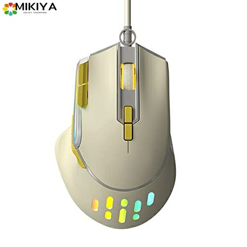 有線マウス 2023 新スタイル おしゃれ ミュート RGB LED 8キー 1200-12800dpi小型 光学式 乳白色 ゲーミングマウス Weikibaba
