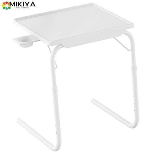 seathestars テーブル 折りたたみ 高さ調節 角度調整 昇降式 サイドテーブル カップホルダー付き コンパクト サイドテーブル ソファテーブル ホワイト