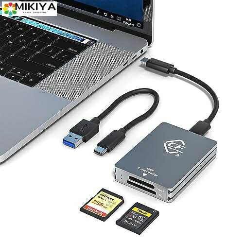 CFexpressタイプA SD カードリーダー USB C、デュアルスロットUSB 3.2 10Gbps CFexpress タイプAカードリーダー Android/Windows/Mac OS/Linux対応、USB C - USB/U