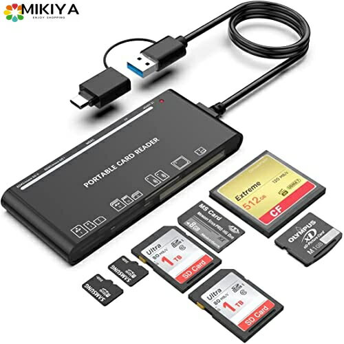 USB C USB3.0 Multi Card Reader、 SD/TF/CF/Micro SD/XD/MS 7 in 1 Memory Card Reader/Adapter/Hub for SD SDXC SDHC CF CFI TF