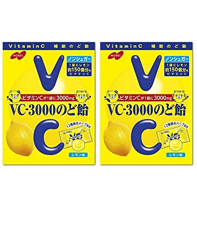 ノーベル製菓 VC-3000のど飴 レモン 12種類のハーブ配合（2袋）おまけ付【在庫あり】