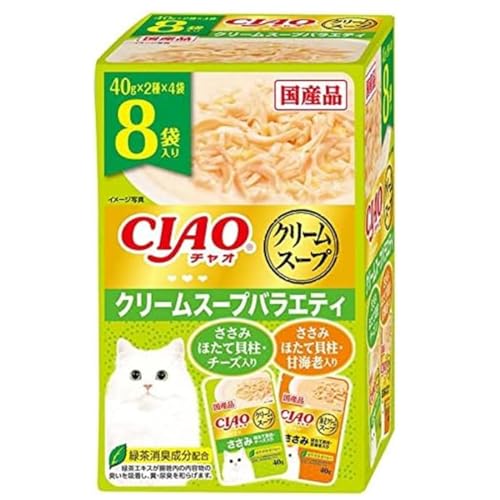 CIAO だしスープ クリームスープバラエティ40g×8袋 （アウトレット箱なし、便）猫用ご飯 おまけ付き【在庫あり】 ecmikiya-10068843 MIKIYA サンプル画像2