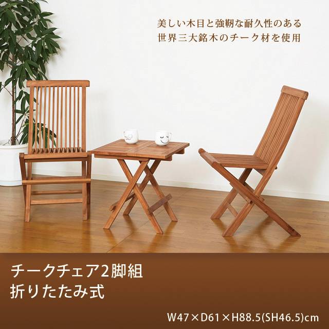 チークチェア2脚組　折りたたみ式 ※北海道・沖縄・離島は別途条件あり(N)