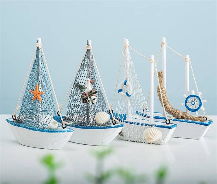 クーポン適用でお得に 帆船模型 手作り 家庭装飾 振り子 装飾品 4点セット 地中海風 14cm ボート(N)