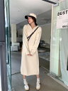 フード付き 秋と冬 ロングスカート 肌にやさしい セータースカート 新品 ニットワンピース カジュアル(N)