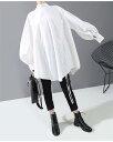 個性 シャツ オリジナル ファッション ギャザリング 大人気 デザインセンス コード引き フォールド(N)