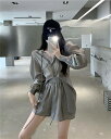 Vネック ワイドレッグ ショートパンツ パフスリーブ 2点セット 日よけします(N)