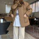 早い者勝ち 2021 冬 かわいい 厚手 ストライプ 襟なし ゆったりする 綿の服 コート +小さなスヌード(N)
