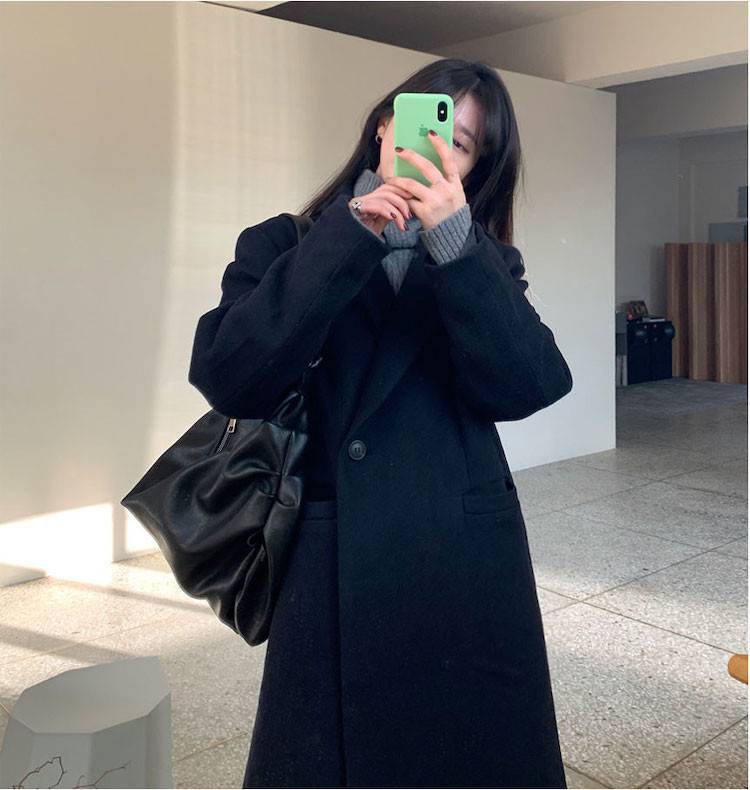 暖かい チェスターコート トレンド 気質 レトロ 1つのホック ロングセクション(N)