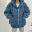 コーディネイトがこの1つで完成 ガーリー 可愛い 暖かい 厚手 子羊の毛 フード付き コート ゆったりする(N)