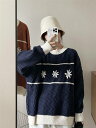 満場の注目を集めて登場する セーター プリント セーター ニット 気質 シンプル カジュアル(N)