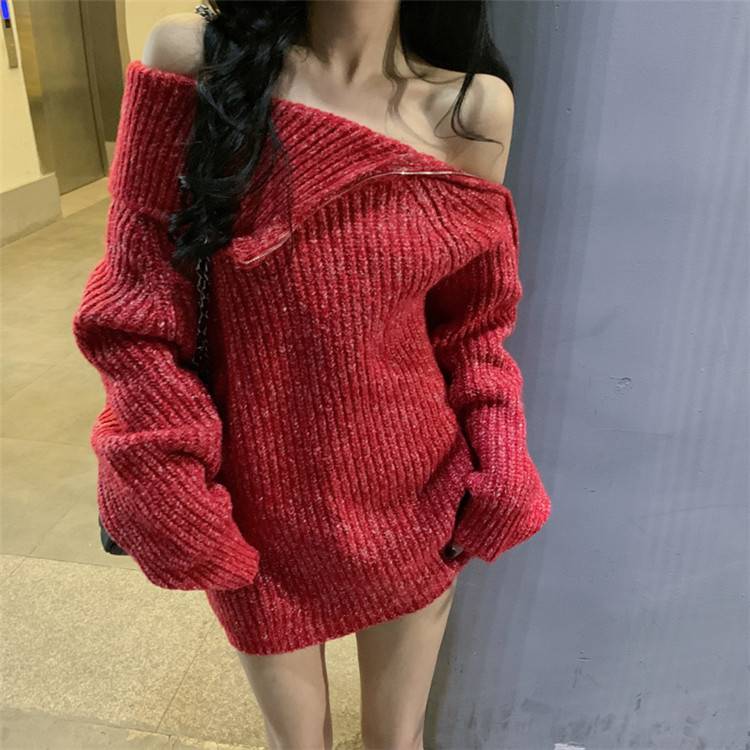 クリスマス タートルネック セータースカート 個性 ゆったりする 中・長セクション(N)