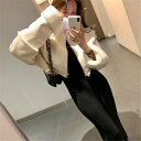 見る角度で印象が変わる スタンドカラー スエード 子羊の毛 ファー コート 女性 暖かい 厚手(N)