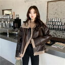 魅力100% 完璧な体型カバー 韓国ファッション ウエスタンスタイル ハンサム オートバイ レザー(N)