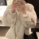 おしゃれの必需品 柔らかい 女性 冬 小さい新鮮な 大人気 ゆったりする 子羊の毛 暖かい 厚手 コート(N)