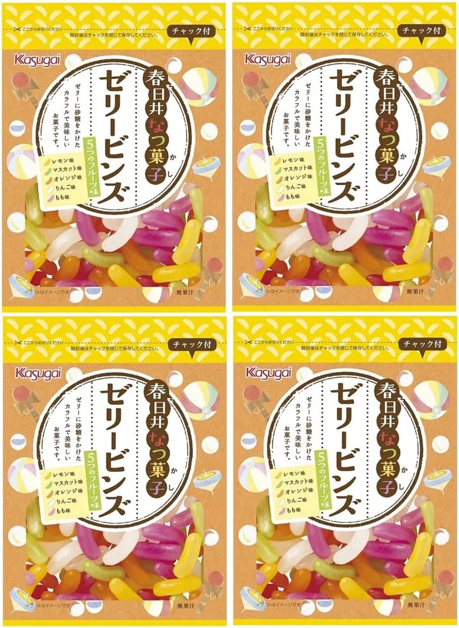 ※他店舗と在庫併用の為、品切れの場合は、ご容赦ください。春日井なつ菓子 ゼリービンズ : ゼリーの外側を砂糖菓子で覆い、カラフルに仕上げたゼリー菓子。5つのフルーツ味（りんご、レモン、マスカット、もも、オレンジ）が楽しめます。季節または期間により商品の内容物が異なる場合がございます。予めご了承ください。※他店舗と在庫併用の為、品切れの場合は、ご容赦ください。春日井なつ菓子 ゼリービンズ : ゼリーの外側を砂糖菓子で覆い、カラフルに仕上げたゼリー菓子。5つのフルーツ味（りんご、レモン、マスカット、もも、オレンジ）が楽しめます。季節または期間により商品の内容物が異なる場合がございます。予めご了承ください。