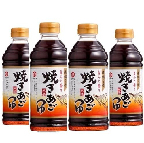 焼きあごつゆ 500ml4本セット宮島醤油 まとめ買い 天ぷら 濃縮つゆ 旨味 香り 調味料 日本料理 本醸造醤油 飛魚 かつお 椎茸 吸い物 雑煮 うどん そば おでん 茶碗蒸し 天つゆ 丼もの 納豆のタレ 煮物 鍋 アレンジ自由 おま