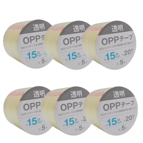 乐天商城 - OPPテープ 15mm×20m 5巻 6セット パッケージング 梱包 荷造り 保護