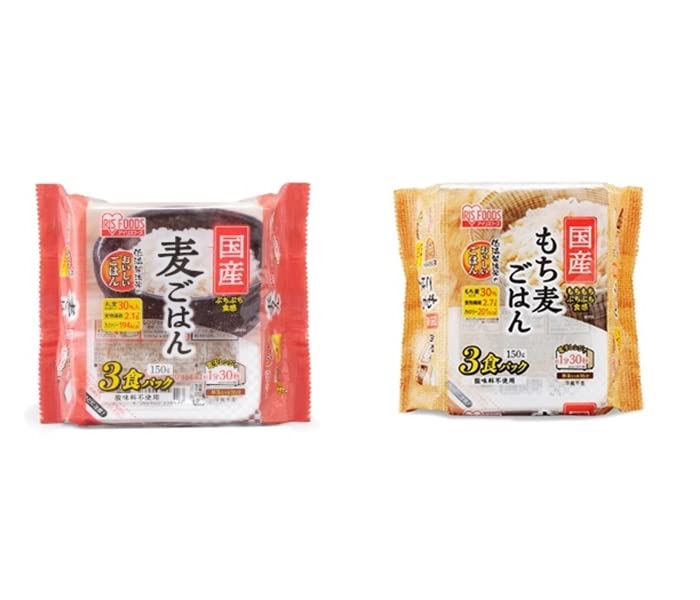 ※他店舗と在庫併用の為、品切れの場合は、ご容赦ください。国産麦ごはん150g×3食：低温で精米したお米に、国産丸麦を30%配合いたしました。国産もち麦ごはん：食物繊維たっぷりのもち麦が、もちもち！ぷちぷち！はそのままにおいしいパックごはんに...