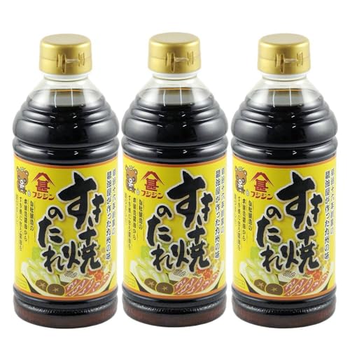 3本フジシン すき焼きのたれ ストレート (500ml) 肉料理 調味料 九州嗜好の甘口 まろやか コクと甘味のある味わい お鍋 煮付け 肉じゃが 炒め物 煮物 アレンジ 簡単調理 和風 家庭の味 常備