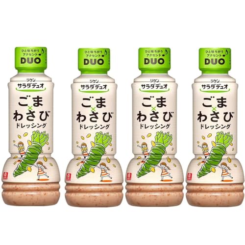 4本サラダデュオ ごまわさびドレッシング 300ml リケン 理研ビタミン 馴染みのある定番の味わい アクセントの組合せが新しいドレッシング コクのある深煎り ごまドレッシング 国産本わさび ピリッ 温野菜 パスタ お浸し 豚しゃぶ 冷し
