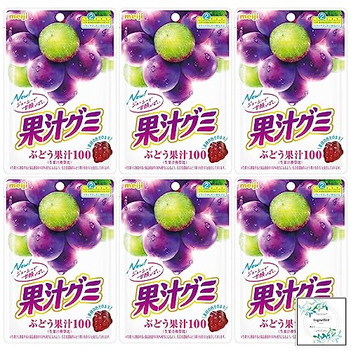 meiji 果汁グミぶどう 54g×6袋 オリジナル開封日シールセット おまけ付き くだものグミ