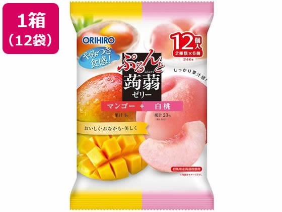 【1セット】オリヒロ ぷるんと蒟蒻ゼリーパウチ マンゴー+白桃 12×12袋【F倉庫】