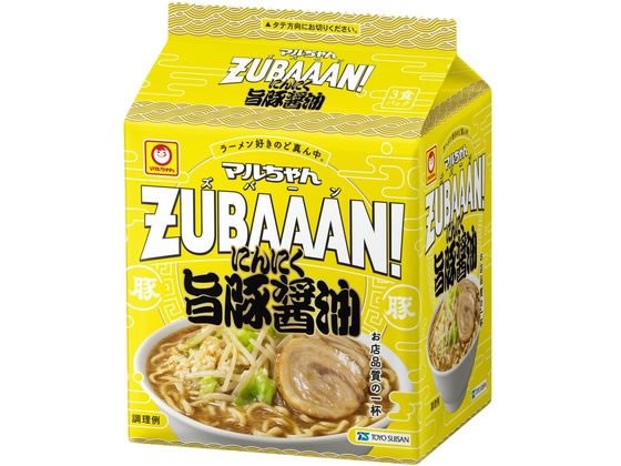 【6セット】東洋水産 マルちゃんZUBAAAN! にんにく旨豚醤油 3食パック【F倉庫】