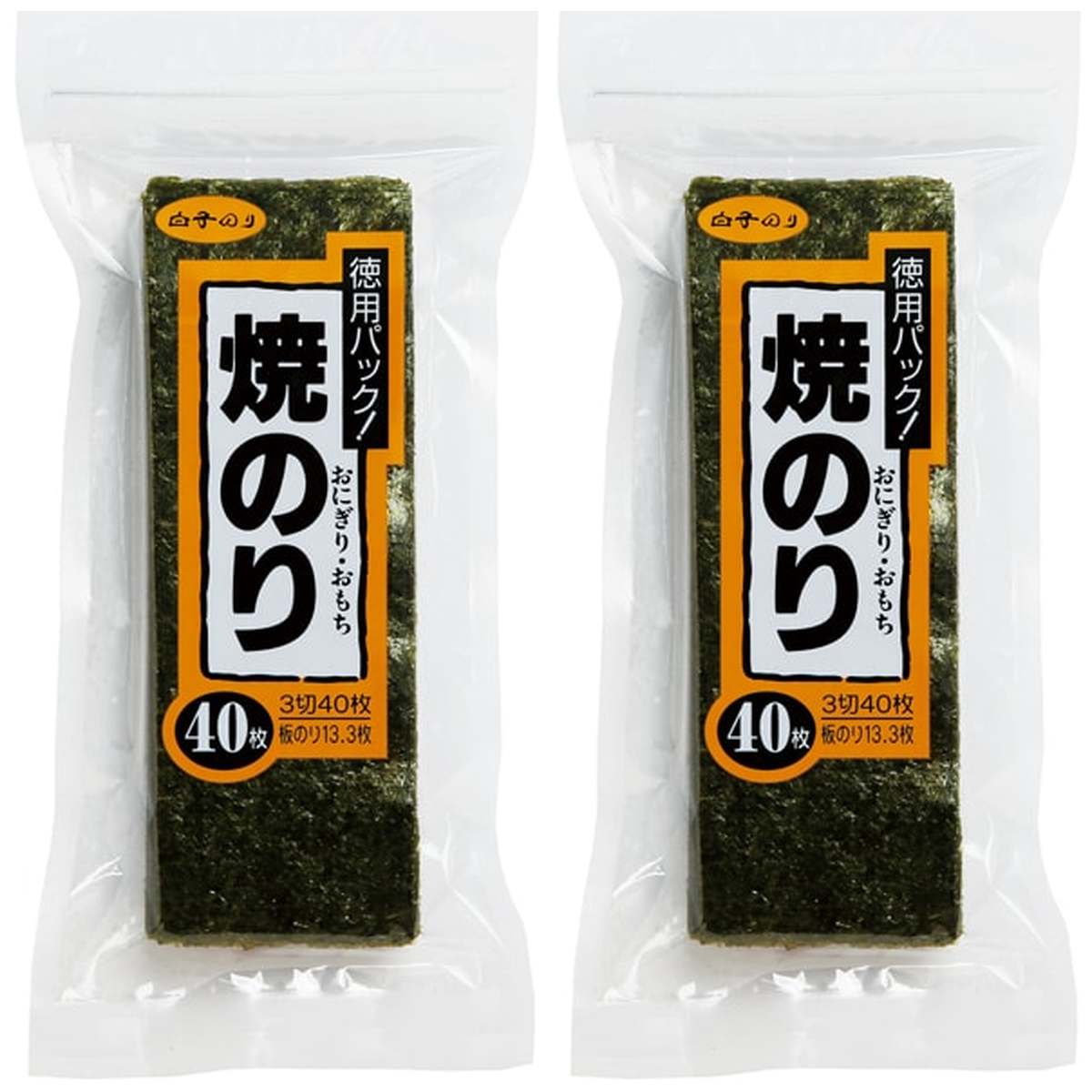 【商品説明】 白子 焼のりおにぎり 3切40枚 [焼きのり] の 商品概要 1/3切サイズの焼のり おにぎりやおもちに最適な1/3切サイズの焼のりをたっぷり40枚、保存に便利なチャック付き袋に入れました。 内容量:3切40枚(板のり13.33枚) セット内容:2個 原産地:国産 【商品スペック】 白子 焼のりおにぎり 3切40枚 [焼きのり] の商品スペック その他 ●内容量:3切40枚(板のり13.33枚) ●賞味期限:製造日より9ヶ月 ●原材料名:乾のり(国産) ●栄養成分情報(3切40枚当たり) 熱量:68kcal 炭水化物:15.9g タンパク質:14.9g 食塩相当量:0.5g 脂質:1.3g 他の白子の食品&飲料・お酒を探す 食品&飲料・お酒 白子>乾物 白子>焼きのり 白子 メーカー都合により、パッケージや内容が変更となる場合がございます。パッケージ変更を理由とした返品は承っておりません。