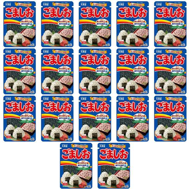 【商品説明】 丸美屋 ごましお NP 40g の 商品概要 ごましお おむすびや赤飯に大人気。胡麻と塩の絶妙なハーモニーがひろがります。 内容量:40g セット内容:17個 【商品スペック】 丸美屋 ごましお NP 40g の商品スペック その他 ●内容量:40g ●名称:ごましお NP 40g ●食物アレルギー:ごま ●原材料:いりごま(国内製造)、食塩、でん粉、海藻カルシウム/調味料(アミノ酸等)、(一部にごまを含む) ●保存方法:常温 ●栄養成分:ごましお NP(2.0g):エネルギー9.9kcal、たんぱく質0.28g、脂質0.83g、炭水化物0.33g、食塩相当量0.47g 他の丸美屋の食品&飲料・お酒を探す 食品&飲料・お酒 丸美屋>乾物 丸美屋>ふりかけ 丸美屋 メーカー都合により、パッケージや内容が変更となる場合がございます。パッケージ変更を理由とした返品は承っておりません。