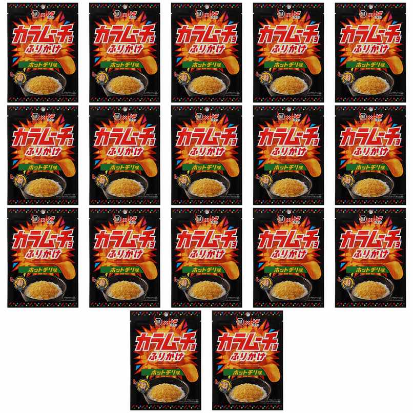 【商品説明】 ニチフリ食品 カラムーチョふりかけ ホットチリ味 20g の 商品概要 特徴 湖池屋の看板商品である『カラムーチョチップス ホットチリ味』を再現したふりかけです。複数のスパイスと肉のフレーバーで味付したマッシュポテトを主体にすることで、具材感のあるふりかけになっています。 内容量:20g セット内容:17個 【商品スペック】 ニチフリ食品 カラムーチョふりかけ ホットチリ味 20g の商品スペック 内容量 20g アレルゲン 乳 小麦 牛 ごま 大豆 鶏肉 豚肉 他のニチフリ食品の食品&飲料・お酒を探す 食品&飲料・お酒 ニチフリ食品>乾物 ニチフリ食品>ふりかけ ニチフリ食品 栄養成分表示 72kcal ※エネルギー(1袋20gあたり) 2.2g ※たんぱく質 1.2g ※脂質 13.0g ※炭水化物 3.3g ※食塩相当量 その他 ●内容量:20g ●食物アレルギー:乳成分・小麦・牛肉・ごま・大豆・鶏肉・豚肉 ●原材料:乾燥マッシュポテト(アメリカ製造)、乳糖、ホットチリ風味シーズニング(デキストリン、香辛料、食塩、砂糖、粉糖、たん白加水分解物、酵母エキス、コーン粉末、ぶどう糖、食用油脂)、食塩、いりごま、砂糖、コーンスターチ、ブイヨン/調味料(アミノ酸等)、着色料(パプリカ色素、カロチン、紅麹)、微粒酸化ケイ素、香料、香辛料抽出物、甘味料(ステビア)、酸味料、(一部に乳成分・小麦・牛肉・ごま・大豆・鶏肉・豚肉を含む) ●産地:静岡 ●保存方法:直射日光及び高温多湿の場所を避けて保存してください。 ●栄養成分 ●栄養成分表示 [1袋(20g)当たり]:エネルギー:72kcal、たんぱく質:2.2g、脂質:1.2g、炭水化物:13.0g、食塩相当量:3.3g メーカー都合により、パッケージや内容が変更となる場合がございます。パッケージ変更を理由とした返品は承っておりません。