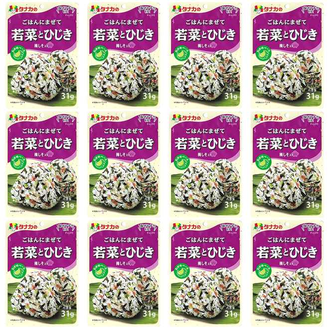 【商品説明】 田中食品 ごはんにまぜて若菜とひじき 31g [ふりかけ] の 商品概要 混ぜ込みタイプ 早取りした大根菜に、ひじき、梅しそを加えて、さっぱりとしたしそひじき味に仕上げました。 お召し上がり方 炊き立てごはんとよく混ぜ合わせてお召し上がりください。おむすび、お弁当にも。 内容量:31g セット内容:12個 原産地:日本 【商品スペック】 田中食品 ごはんにまぜて若菜とひじき 31g [ふりかけ] の商品スペック その他 ●名称:ふりかけ ●原材料名:いりごま(国内製造)、大根菜、わかめ、食塩、しそ、ひじき、砂糖、梅肉、ぶどう糖/調味料(アミノ酸等)、酸味料 ●内容量:31g ●保存方法:直射日光、高温多湿のところを避けて保存してください。 ●栄養成分表示:1食3g当り エネルギー・・・9.6kcal、たんぱく質・・・0.46g、脂質・・・0.54g、炭水化物・・・1.00g、糖質・・・0.47g、食物繊維・・・0.53g、食塩相当量・・・0.84g、カルシウム・・・19mg、鉄・・・0.30mg ■アレルゲン情報:ごま 他の田中食品の食品&飲料・お酒を探す 食品&飲料・お酒 田中食品>乾物 田中食品>ふりかけ 田中食品 メーカー都合により、パッケージや内容が変更となる場合がございます。パッケージ変更を理由とした返品は承っておりません。