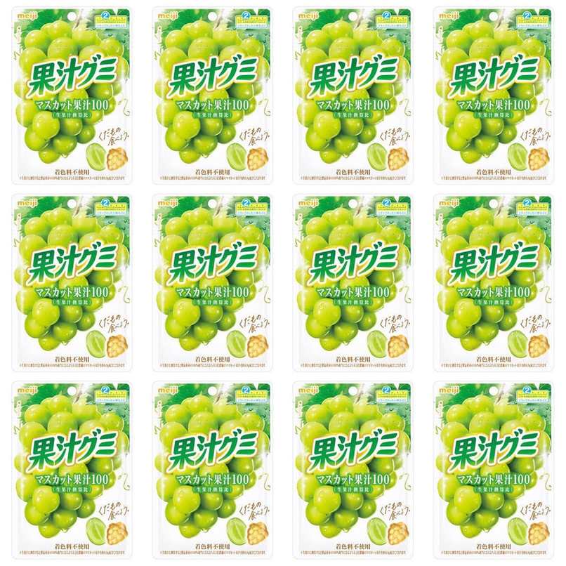 【商品説明】 明治 meiji 明治 果汁グミ マスカット 54g の 商品概要 果汁100(生果汁換算比)、着色料不使用のくだものグミ アロマ成分をたっぷり含んだ香り高い果汁をブレンドしました。心地よいかみごたえで、リラックスしたい時などにぴったりです。 内容量:54g セット内容:12個 原産地:日本 【商品スペック】 明治 meiji 明治 果汁グミ マスカット 54g の商品スペック 味 マスカット 内容量 54g 他の明治の食品&飲料・お酒を探す 食品&飲料・お酒 明治 meiji>お菓子・スイーツ 明治 meiji>ガム・あめ・ミント 明治 meiji>グミ 明治 meiji その他 ●内容量:54g ●名称:グミ ●食物アレルギー:りんご・ゼラチン ●原材料:水あめ(国内製造)、砂糖、濃縮マスカット果汁、ゼラチン、食用油脂、でん粉/酸味料、香料、ゲル化剤(ペクチン)、光沢剤、(一部にりんご・ゼラチンを含む) ●産地:日本 ●保存方法:直射日光および高温の場所を避けて保存してください。 ●栄養成分:エネルギー(kcal)177、たんぱく質(g)3.3、脂質(g)0、炭水化物(g)41.0、食塩相当量(g)0.038、コラーゲン 2900mg(袋) メーカー都合により、パッケージや内容が変更となる場合がございます。パッケージ変更を理由とした返品は承っておりません。