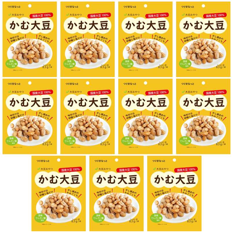 【商品説明】 つり甘なっと かむ大豆 65g [自然派おやつ] の 商品概要 国産大豆を使用した、かむ自然派のおやつ クセになる噛みごこちと、味付けは砂糖と塩だけのシンプルな美味しさ。健康志向の方を中心に、お子様からご年配まで幅広く好評です。 内容量:65g セット内容:11個 原産地:日本 【商品スペック】 つり甘なっと かむ大豆 65g [自然派おやつ] の商品スペック その他 ●内容量:65g ●名称:味付乾燥大豆 ●食物アレルギー:大豆 ●原材料:大豆(国産)(分別生産流通管理済み)、甜菜糖、食塩 ●産地:大豆(国産) ●保存方法:直射日光、高温多湿を避け、常温で保存してください。 ●栄養成分:1袋(65g)あたり/エネルギー272kcal、タンパク質8.3g、脂質10.7g、炭水化物35.6g、食塩相当量0.2g 他のつり甘なっとの食品&飲料・お酒を探す 食品&飲料・お酒 つり甘なっと>お菓子・スイーツ つり甘なっと>おつまみ・珍味 つり甘なっと メーカー都合により、パッケージや内容が変更となる場合がございます。パッケージ変更を理由とした返品は承っておりません。