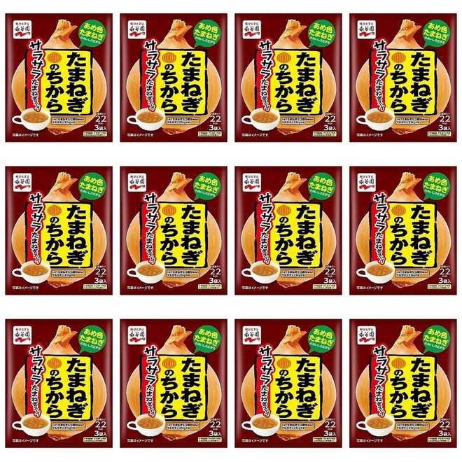 【商品説明】 永谷園 たまねぎの力 サラサラ玉ねぎスープ 20.4g の 商品概要 たまねぎの甘さとコクを活かした味わい 1杯でたまねぎ1/2個分相当のケルセチンが摂取できるたまねぎスープです。たまねぎの甘さとコクを活かした味わいに仕上げました。具にはローストオニオン、パセリが入っています。生活習慣が気になる人、毎日の食事を楽しみたい人、若々しく過ごしたい人におすすめです。 内容量:20.4g(6.8g×3袋入) セット内容:12個 原産地:日本 【商品スペック】 永谷園 たまねぎの力 サラサラ玉ねぎスープ 20.4g の商品スペック 味 たまねぎ 分量 3人前 アレルゲン 小麦 大豆 他の永谷園の食品&飲料・お酒を探す 食品&飲料・お酒 永谷園）インスタント食品 永谷園）スープ・味噌汁 永谷園）箱・袋スープ 永谷園 栄養成分表示 22kcal ※エネルギー(1袋(4g)当たり) 0.5g ※たんぱく質 0.2g ※脂質 4.6g ※炭水化物 1.2g ※食塩相当量 21mg ※ケルセチン その他 ●容量:20.4g(6.8g×3袋入) ●賞味期間:12ヶ月 ●栄養成分 1袋(6.8g)当たり ・エネルギー:22kcal ・たんぱく質:0.6g ・脂質:0.2g ・炭水化物:4.6g ・食塩相当量:1.2g ・(ケルセチン):21mg ●原材料名:オニオンエキス、砂糖、粉末醤油(小麦を含む)、でん粉、食塩、酵母エキス、香味油、胡椒、うきみ・具(ローストオニオン、パセリ)/トレハロース、調味料(アミノ酸)、カラメル色素、乳化剤(大豆由来)、ケルセチン、糊料(キサンタン) ●使用しているアレルゲン:小麦、大豆 メーカーのホームページ メーカー都合により、パッケージや内容が変更となる場合がございます。パッケージ変更を理由とした返品は承っておりません。