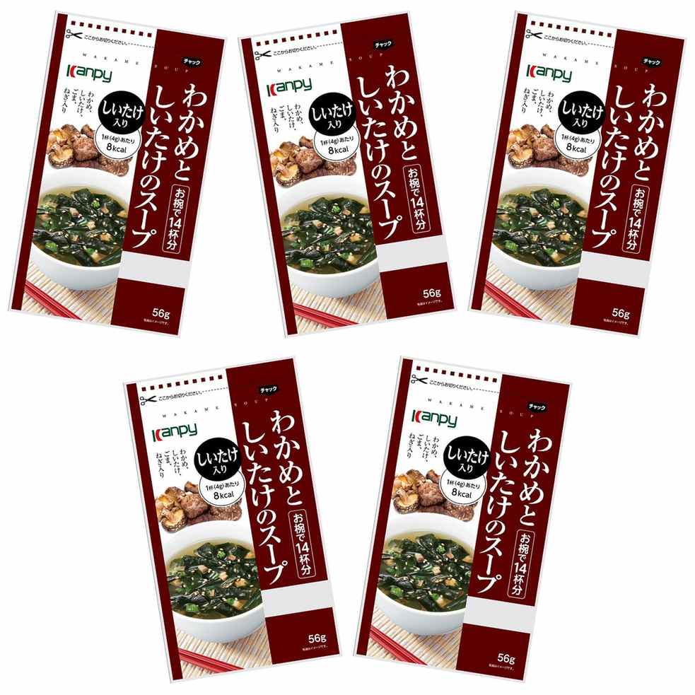 加藤産業 Kanpy カンピー わかめとしいたけのスープ × 5【Y倉庫】