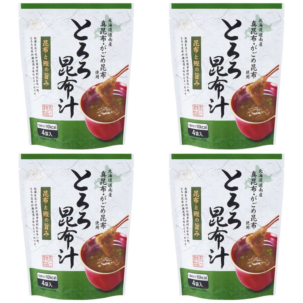 【商品説明】 不二食品 とろろ昆布汁 4食入 の 商品概要 北海道道南産昆布使用! だしの素の昆布粉末には北海道道南産の真昆布を使用しています。がごめ昆布は北海道道南産です。 便利な個包装! 持ち運びしやすい便利な個包装タイプなので、外出時にもお楽しみいただけます。 お湯を注ぐだけで簡単に! お湯を注ぐだけで出来上がる簡単便利なお吸い物です。お好みでネギや鰹節を加えても美味しくお召し上がりいただけます。 ご注意 ・熱湯には充分ご注意ください。 ・開封後はできるだけお早めにお召し上がりください。 ・粉末が固まる場合がありますが、品質には問題ございません。 内容量:18g セット内容:4個 原産地:日本 【商品スペック】 不二食品 とろろ昆布汁 4食入 の商品スペック その他 ●内容量:18g ●名称:即席お吸い物 ●原材料名:（だしの素）食塩(国内製造)、砂糖、デキストリン、粉末醤油、昆布粉末、発酵調味液粉末、鰹節エキス、酵母エキス、(一部に小麦・大豆を含む)（とろろ昆布）真昆布(北海道道南産)、がごめ昆布、醸造酢 ●保存方法:高温多湿を避けて、常温で保存してください。 ●栄養成分表示[1袋4.5g当り]:エネルギー:10kcal、たんぱく質:0.2g、脂質:0.02g、炭水化物:2.2g、食塩相当量:1.4g ●食物アレルギー:なし・小麦・大豆 他の不二食品の食品&飲料・お酒を探す 食品&飲料・お酒 不二食品）インスタント食品 不二食品）スープ・味噌汁 不二食品）箱・袋スープ 不二食品 メーカー都合により、パッケージや内容が変更となる場合がございます。パッケージ変更を理由とした返品は承っておりません。