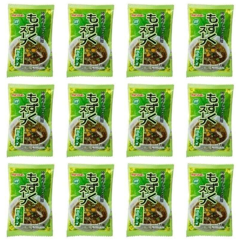 【商品説明】 マルサン もずくスープ (FD) 1食 の 商品概要 特長 沖縄産もずくを使用した、あっさり醤油味のスープです。しいたけとゆずの香りが食欲をそそります。 内容量:1食 セット内容:12個 【商品スペック】 マルサン もずくスープ (FD) 1食 の商品スペック 味 もずく 分量 1人前 アレルゲン 小麦 ごま 大豆 他のマルサンアイの食品&飲料・お酒を探す 食品&飲料・お酒 マルサン）インスタント食品 マルサン）スープ・味噌汁 マルサン）箱・袋スープ マルサン 栄養成分表示 11kcal ※エネルギー(1食当たり) 0.3g ※たんぱく質 0.1g ※脂質 2.3g ※炭水化物 1.0g ※食塩相当量 その他 ●原材料:デキストリン、しょうゆ(大豆・小麦を含む)、食塩、でん粉、ホタテエキス、酵母エキスパウダー、砂糖、香辛料、うきみ・具(もずく(沖縄県産)、ゆず果皮、ごま、乾燥しいたけ、乾燥ねぎ、昆布加工品) メーカー都合により、パッケージや内容が変更となる場合がございます。パッケージ変更を理由とした返品は承っておりません。