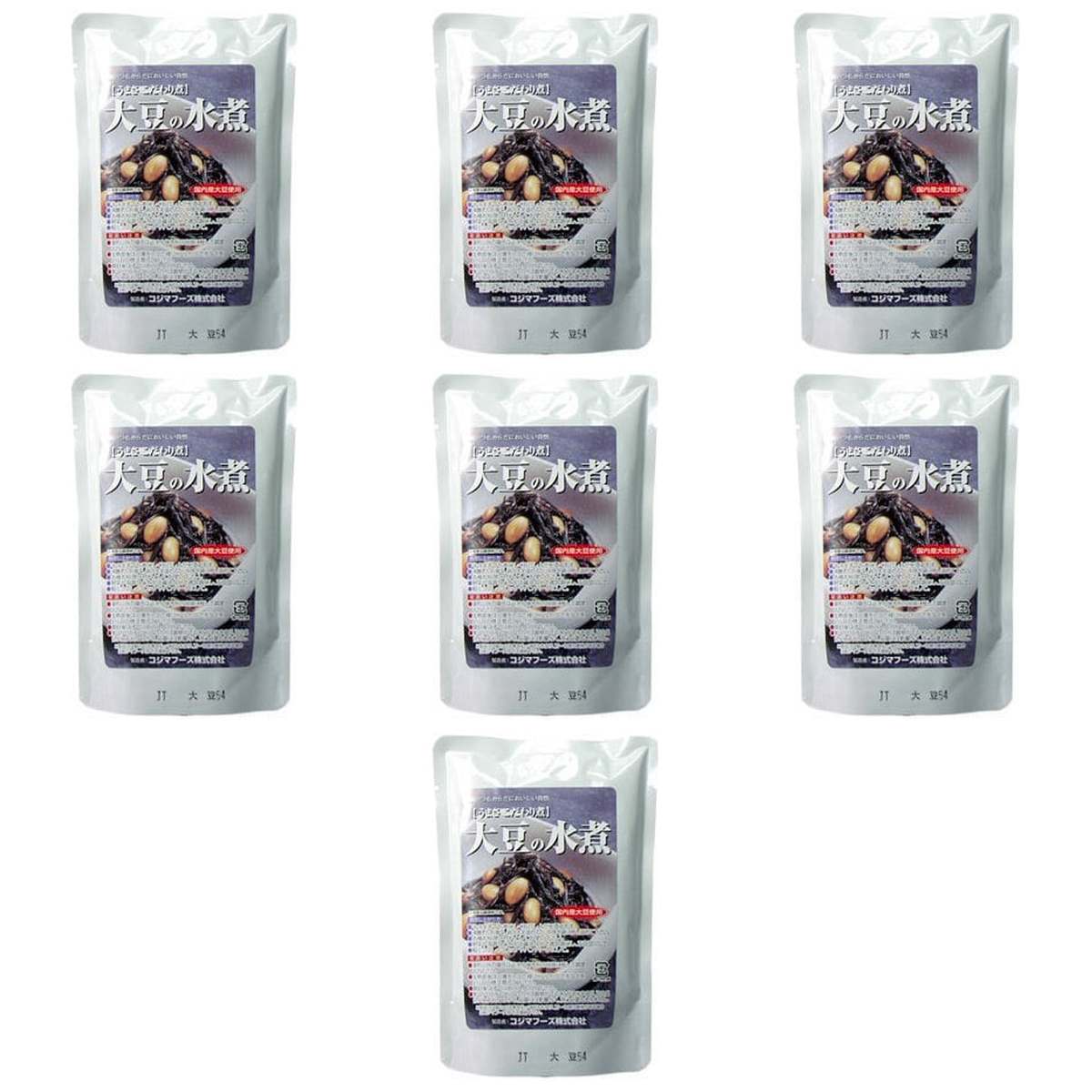 【商品説明】 コジマフーズ 大豆の水煮 230g の 商品概要 いつでも手軽に使える無添加国内産大豆の水煮 国内産大豆を水煮した状態でパックしてあります。レトルトパックで使いやすく、各種料理の食材として便利な食品です。 添加物等は一切使用せず、ふっくらと柔らかく煮上がっていますので美味しく食べられます。 召し上がり方 沸騰したお湯の中にそのまま3分ほど入れるか、中味を鍋に移して温めてください。そのまま、または塩分や醤油を少量加えてお召し上がりください。 サラダに混ぜたり、荒くつぶしてコロッケやハンバーグに混ぜてご使用ください。 内容量:230g セット内容:7個 原産地:日本 【商品スペック】 コジマフーズ 大豆の水煮 230g の商品スペック その他 ●内容量:230g ●原材料:大豆(北海道産) ●保存方法:直射日光を避けて常温で保存してください。 他のコジマフーズの食品&飲料・お酒を探す 食品&飲料・お酒 コジマフーズ）缶詰・瓶詰・パウチ コジマフーズ）豆類 コジマフーズ メーカー都合により、パッケージや内容が変更となる場合がございます。パッケージ変更を理由とした返品は承っておりません。
