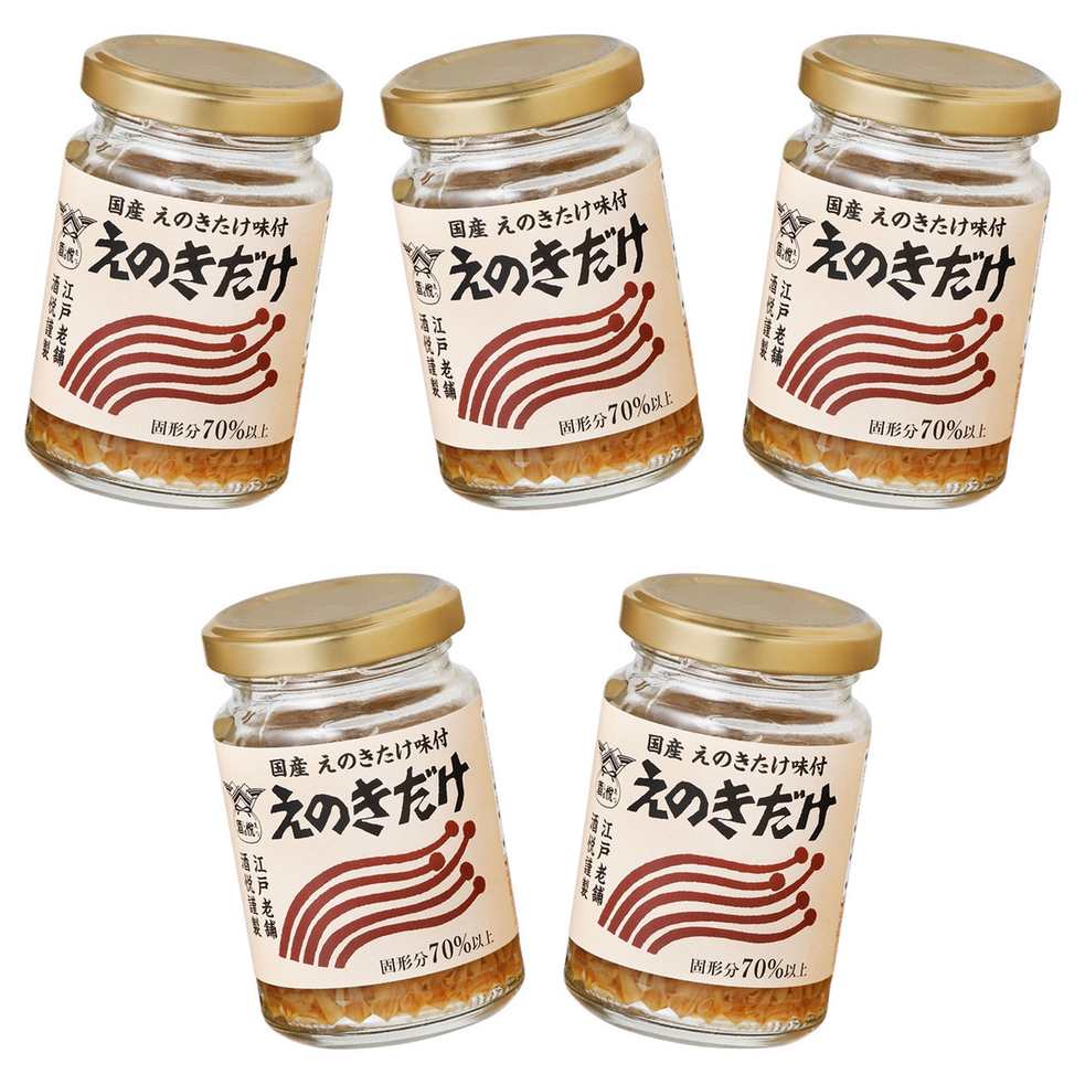 【商品説明】 酒悦 えのきだけ 90g の 商品概要 屋号の由来は「酒が悦ぶほどうまいもの」 1675年の創業以来、伝統の味を守り続けております。 内容量:90g セット内容:5個 【商品スペック】 酒悦 えのきだけ 90g の商品スペック その他 ●内容量:90g ●名称:美味名彩 えのきだけ ●食物アレルギー:小麦・大豆 ●原材料:えのきたけ、醤油、砂糖、食塩、魚醤 / 調味料(アミノ酸等)、酸味料、酸化防止剤(ビタミンC)、(一部に小麦・大豆を含む) ●産地:国産(えのきだけ) ●保存方法:直射日光を避け、常温で保存してください。 ●栄養成分 〔1本(90g)当たり〕エネルギー:70kcal、たんぱく質:2.8g、脂質:0.7g、炭水化物:13.1g、食塩相当量:2.9g 他の酒悦の食品&飲料・お酒を探す 食品&飲料・お酒 酒悦）缶詰・瓶詰・パウチ 酒悦）なめ茸などきのこ類 酒悦 メーカー都合により、パッケージや内容が変更となる場合がございます。パッケージ変更を理由とした返品は承っておりません。