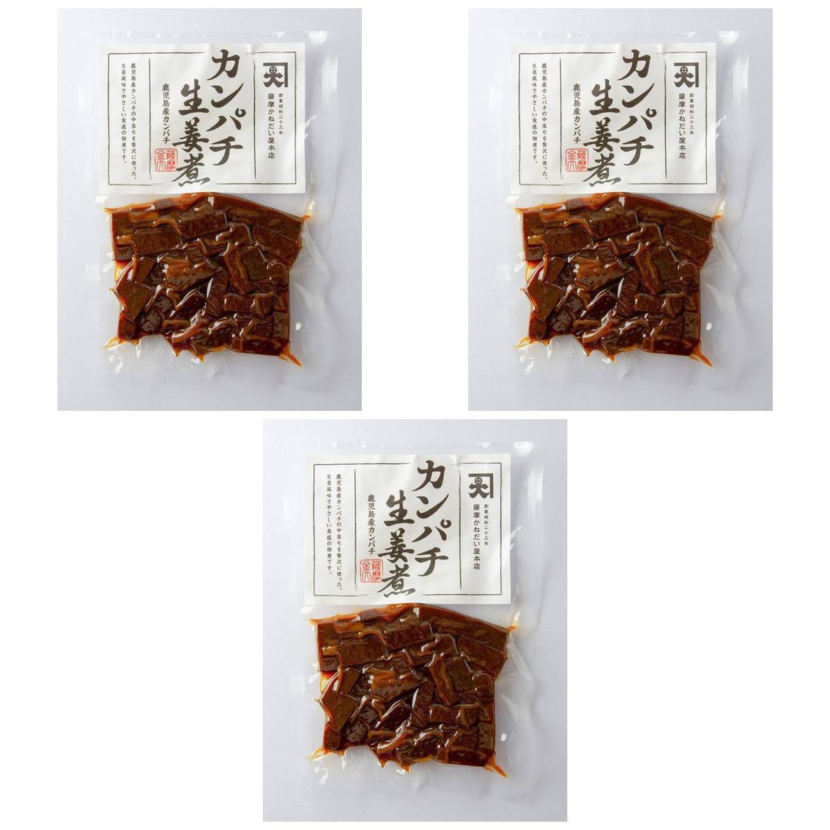 【商品説明】 かねだい食品 カンパチ生姜煮 75g の 商品概要 鹿児島のカンパチをつかったソフトな佃煮 食品添加物不使用。 カンパチの佃煮 鹿児島産カンパチの中落ち身を贅沢に使った生姜風味でやさしい食感の佃煮です。 内容量:75g セット内容:3個 【商品スペック】 かねだい食品 カンパチ生姜煮 75g の商品スペック その他 ●原材料:カンパチ(鹿児島県産)、砂糖、醤油(大豆・小麦を含む)、水飴、生姜、みりん、粉末醤油、食塩、寒天、甘藷澱粉 ●内容量:75g 他のかねだい食品の食品&飲料・お酒を探す 食品&飲料・お酒 かねだい食品）缶詰・瓶詰・パウチ かねだい食品）ツナ・さば・鮭など魚介類 かねだい食品）その他 魚介類 かねだい食品 メーカー都合により、パッケージや内容が変更となる場合がございます。パッケージ変更を理由とした返品は承っておりません。
