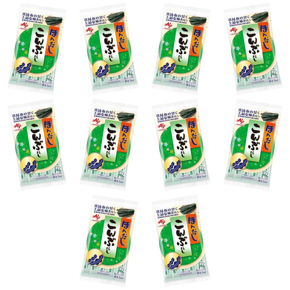 【商品説明】 味の素 ほんだし こんぶだし 8g×7本(SB-7) 56g の 商品概要 北海道産真昆布粉末を使用したこんぶだしの素 くせがなく、まろやかなだしなので、野菜や魚介などあらゆる素材との相性がよく、素材の持ち味をいかします。 おすましや野菜の煮物、炊き込みご飯をはじめ、鍋物や寿司めし、浅漬けなどに幅広くお使いいただけます。 内容量:8g セット内容:10個 【商品スペック】 味の素 ほんだし こんぶだし 8g×7本(SB-7) 56g の商品スペック その他 ●原材料名:食塩、砂糖、風味原料(こんぶ粉末、こんぶエキス)/グルタミン酸Na、塩化K、マンニット、イノシン酸Na、グアニル酸Na、コハク酸Na ●表示栄養成分:すまし汁1杯分(1g)当たり 熱量:2.2kcal、たんぱく質:0.16g、炭水化物:0.38g、食塩相当量:0.40g 他の味の素の食品&飲料・お酒を探す 食品&飲料・お酒 味の素）調味料・油・スパイス 味の素）和風だし 味の素 メーカー都合により、パッケージや内容が変更となる場合がございます。パッケージ変更を理由とした返品は承っておりません。